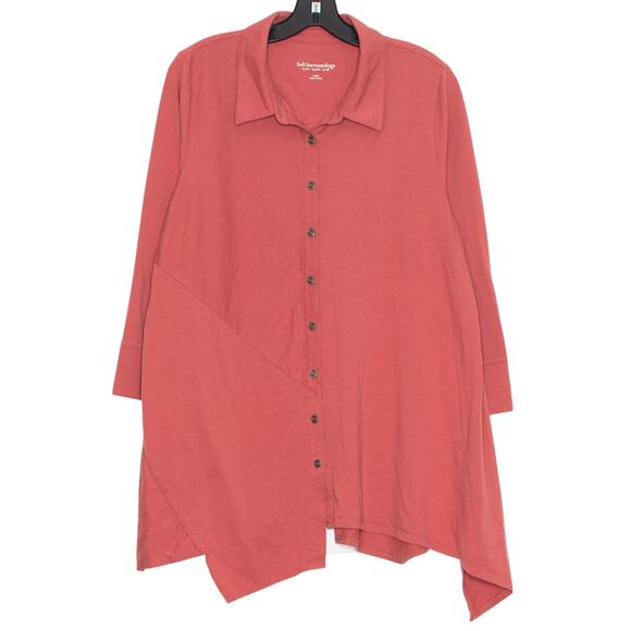 Soft Surroundings Tunic Top 3/4 Sleeve Y2K Minimalist Lagenlook Button Up Large - Picture 1 of 7